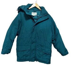 Eddie Bauer Mens S Vintage Goose Down Parka Jacket Teal Green Hooded Heavy Duty